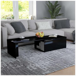Tavolino Da Caffè Nero Lucido 150x50x35 Cm In Truciolato en oferta