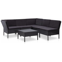 Set Divani Da Giardino 6 Pz Con Cuscini In Polyrattan Nero en oferta