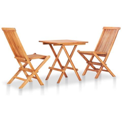 Set Da Bistrot 3 Pz Pieghevole In Legno Massello Di Teak