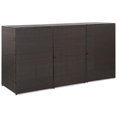 Copribidone Triplo Spazzatura Marrone 229x78x120 Cm Polyrattan