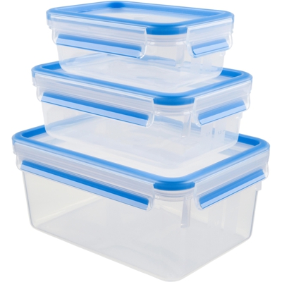 CLIP & CLOSE Scatola Rettangolare Blu, Trasparente 3 pezzo(i), Casella