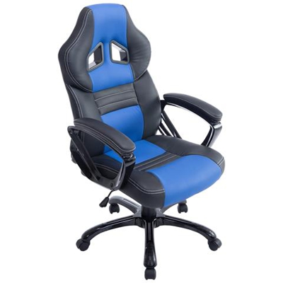 Poltrona Gaming Ufficio Pedro XL - Sedia Racing Imbottita in Similpelle - Poltrona Sport Regolabile e Reclinabile - Carico Max 150 kg Nero Blu