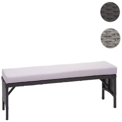Panca Panchina Hwc-g16 Polyrattan 112cm Nero Cuscino Grigio Chiaro