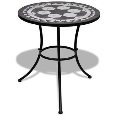 Tavolo Con Mosaico 60 Cm Nero / Bianco