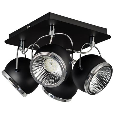 Lampada A Soffitto Claudia, Plafoniera, Con 4 Punti Luce, Nero In Metallo, 26 X 26 X 20 Cm, 4xgu10 Led 5 W