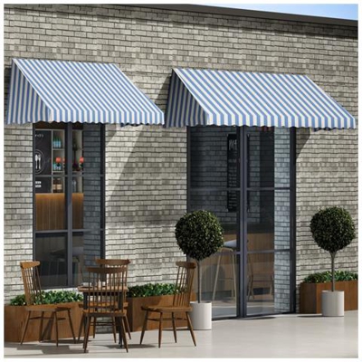 Tenda Da Sole Per Bistrò 400x120 Cm Blu E Bianca