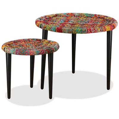 Set Tavolini Da Caffè 2 Pz Con Dettagli Chindi Multicolore