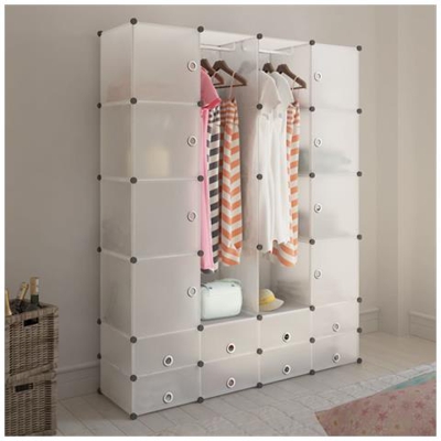 Scaffale Armadietto Modulare Con 18 Scomparti Bianco 37 X 146 180,5 Cm