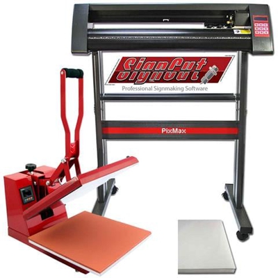 Plotter Da Taglio Vinile 72cm & Pressa A Caldo Per Sublimazione Su Magliette