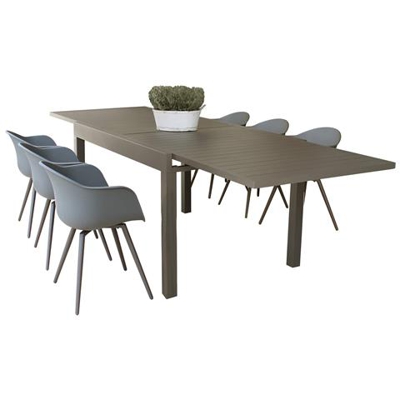 Jerri - Set Tavolo In Alluminio Cm 135/270 X 90 X 75 H Con 6 Sedute