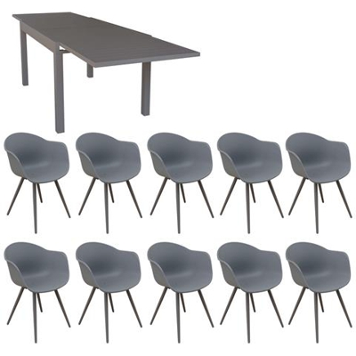 Jerri - Set Tavolo In Alluminio 28,5 Con 10 Sedute