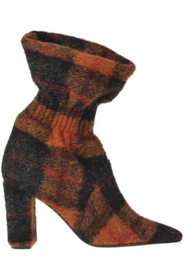 Tartan cloth ankle-boots