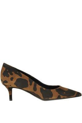 Animal print suede pumps