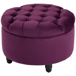 Pouf Contenitore In Velluto Viola Con Seduta In Stile Chesterfield Imbottita características