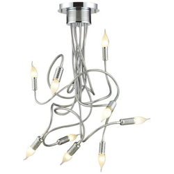 Plafoniera Moderna In Metallo Cromato 9 Luci Con Bracci Flessibili en oferta