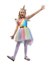 Costume da bambina unicorno color arcobaleno en oferta