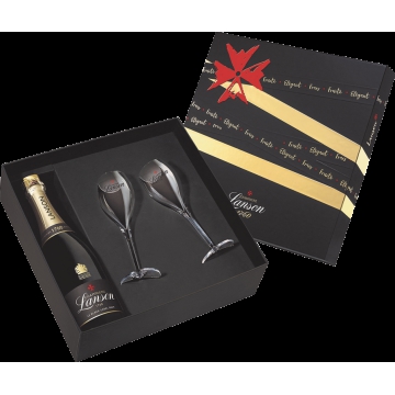 CHAMPAGNE LANSON - BLACK LABEL - COFANETTO REGALO 1 BOTTIGLIA 2 FLUTE