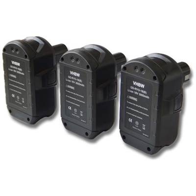 3x Li-ioni Batterie 3000mah (18v) Per Apparecchi Ryobi Bid-1801m, Bid-180l, Bid1821, Biw180, Cad-180l, Cag-180m, Cap-1801m, Ccc-1801m.