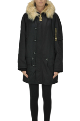Techno fabric parka coat en oferta