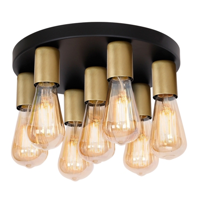 Plafoniera Filo 7 luci rotonda nero/oro