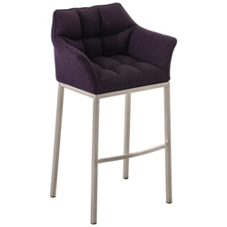 Sgabello DAMASO B con Telaio a 4 Gambe Nero, in Tessuto Viola Telaio Acciaio Inox precio