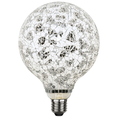 LED globe G130 E27 4W Mosaic nero/argento 4.000K
