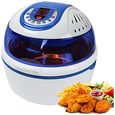 Friggitrice Ad Aria Calda Turbo, Friggitrice Ad Aria Calda Con Display Led, 10 Litri Di Spazio Di Cottura, Senza Grassi, Blu