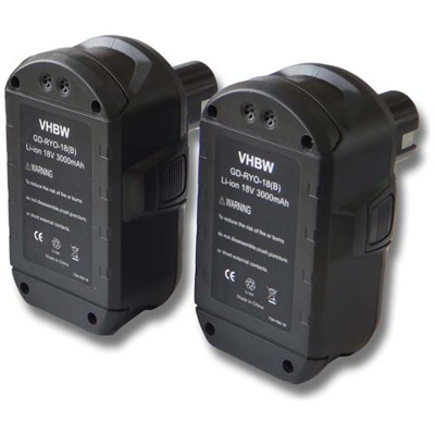 Offerta Risparmio 2 X Batteria Vhbw Li-ion 3000mah (18v) Per Ryobi Bid-1801m, Bid-180l, Bid1821, Biw180, Cad-180l, Cag-180m, Cap-1801m, Ccc-1801m.