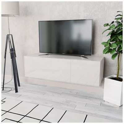 Mobile Tv In Truciolato 120x40x34 Cm Bianco Lucido