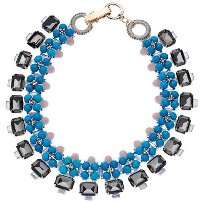 Collana Fantasia - Ciondolo, Pendente - Da Donna - Azzurro In Zinco, Ottone, Perline, Cristallo, Strass, 52 X 4,2 Cm