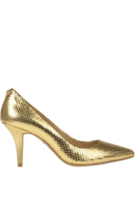 Flex metallic effect leather pumps