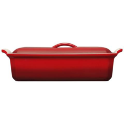 Terrina Rettangolare con Coperchio e Pressa Colore Rosso Ciliegia en oferta