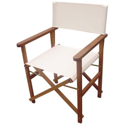 Sedia Regista Set 2 Pezzi Pieghevole In Legno Tessuto Ecru Finitura Noce