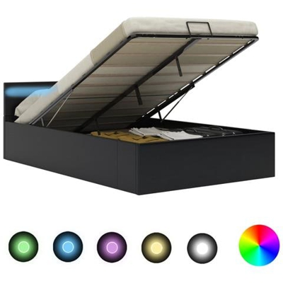 Giroletto Contenitore Idraulico Led Nero Similpelle 140x200cm