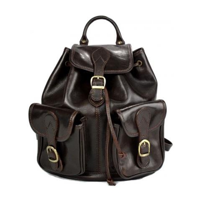 Zaino in pelle scuro Zainomarrone corsa del cuoio genuino Borsa Weekender Sport