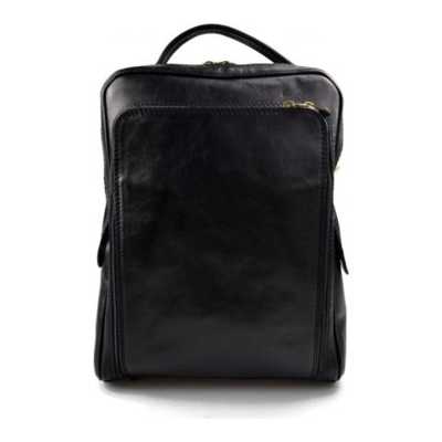Zaino vera pelle borsa da viaggio Weekender Sport Bag nero