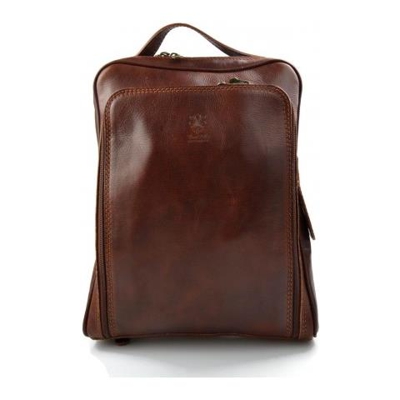 Viaggi Zaino sacchetto di cuoio genuino Weekender Sportmarrone Bag