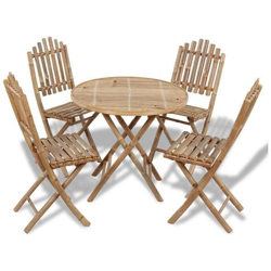 Set Tavolo e Sedie per Esterni 5 pz in Bambù Pieghevole en oferta