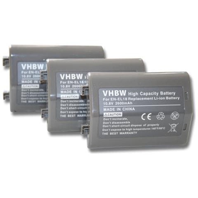 Set 3x Batteria 2600mah (11.1v) Compatibile Con Nikon D6 Fotocamera, Sostituisce En-el18.