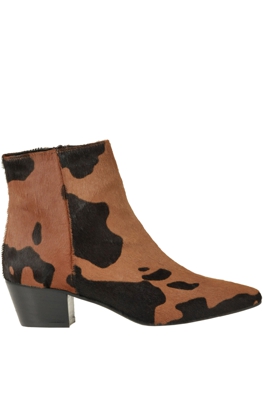 Animal print haircalf ankle boots