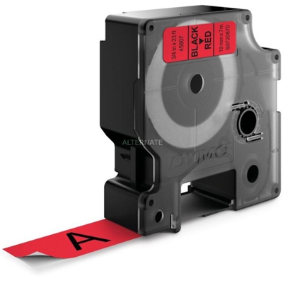 D1 - Standard Etichette - Nero su rosso - 19mm x 7m, Nastro di scrittura