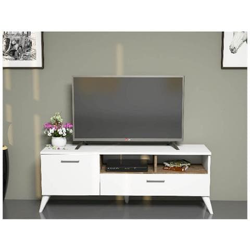Mobile Porta Tv Sun Moderno, Con Ante, Ripiani, Da Salotto, Noce, Bianco In Legno, 120 X 31,7 X 48,6 Cm características