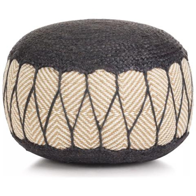 Pouf In Tessuto / A Maglia In Juta E Cotone 50x30 Cm Blu