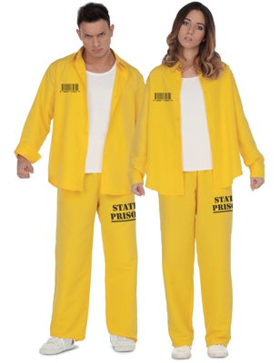 Costume coppia di prigionieri in giallo adulto