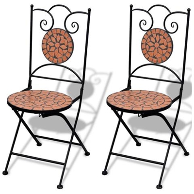 Sedie da Bistrot Pieghevoli 2 pz in Ceramica Terracotta