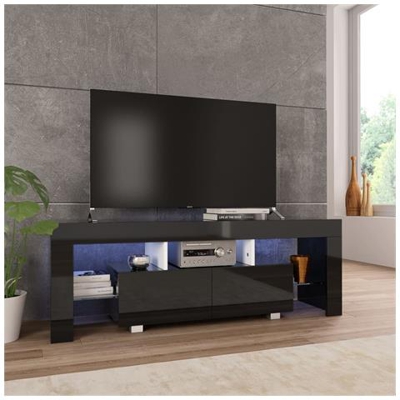 Mobile Porta Tv Con Luci Led Nero Lucido 130x35x45 Cm