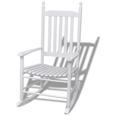 Sedia a Dondolo con Sedile Curvo Bianco in Legno