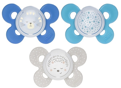 CHICCO SUCCHIETTO COMFORT LUMINOSO BOY SILICONE 12 MESI 2 PEZZI