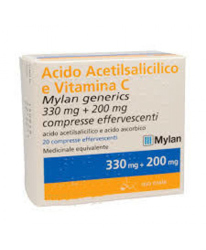 Acido Acetilsalicilico E Vitamina C Mylan 330 mg + 200 mg 20 Compresse Effervescenti características