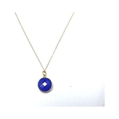 Donna - Collana - Argento - 925 Sterling Argento - Placcato Oro 18k - Onice - Azzurro - Candy - 45 Cm